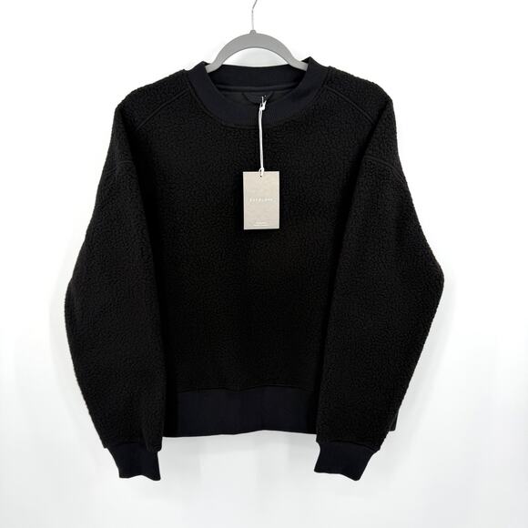Everlane the ReNew Teddy Fleece Oversized Crew Sweatshirt in black Size S - Picture 2 of 10